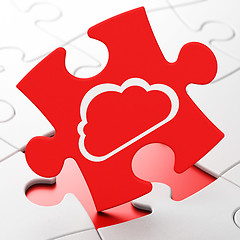 Image showing Cloud networking concept: Cloud on puzzle background