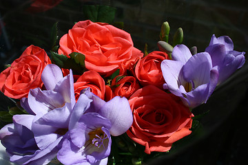 Image showing roses and freesias