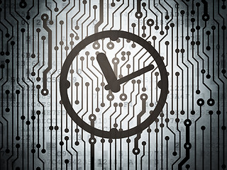 Image showing Time concept: circuit board with Clock