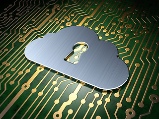 Image showing Cloud computing concept: Cloud With Keyhole on circuit board