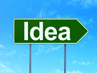 Image showing Marketing concept: Idea on road sign background