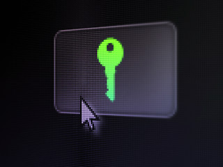 Image showing Privacy concept: Key on digital button background