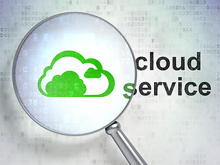 Image showing Cloud computing concept: Cloud and Cloud Service with optical glass