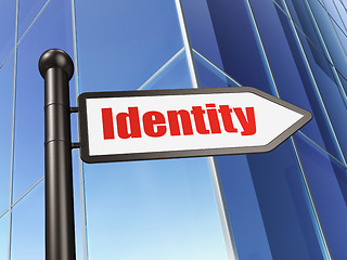 Image showing Safety concept: sign Identity on Building background