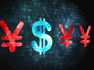 Image showing Currency concept: Dollar And Yen on digital background