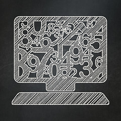 Image showing Education concept: Computer Pc on chalkboard background