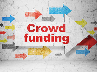 Image showing Business concept: arrow with Crowd Funding on grunge wall background