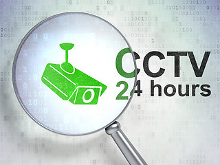 Image showing Security concept: Cctv Camera and CCTV 24 hours with optical glass