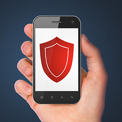 Image showing Privacy concept: Shield on smartphone