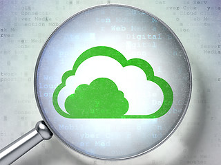 Image showing Cloud networking concept: Cloud with optical glass on digital background