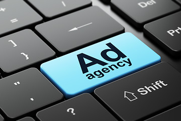 Image showing Advertising concept: Ad Agency on computer keyboard background