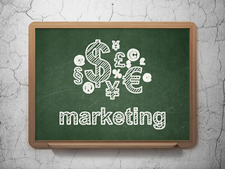 Image showing Marketing concept: Finance Symbol and Marketing on chalkboard background