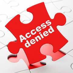 Image showing Safety concept: Access Denied on puzzle background