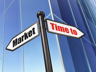 Image showing Time concept: sign Time to Market on Building background