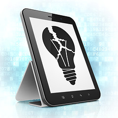 Image showing Business concept: Light Bulb on tablet pc computer