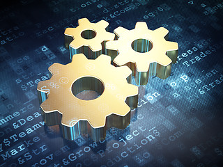 Image showing Business concept: Golden Gears on digital background