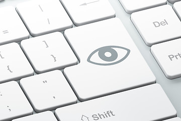 Image showing Protection concept: Eye on computer keyboard background