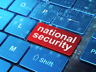 Image showing Safety concept: National Security on computer keyboard background