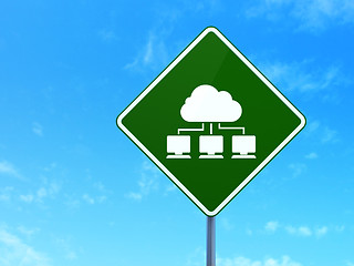 Image showing Cloud computing concept: Cloud Network on road sign background