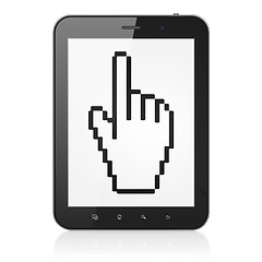 Image showing Web design concept: Mouse Cursor on tablet pc computer