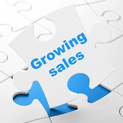 Image showing Business concept: Growing Sales on puzzle background