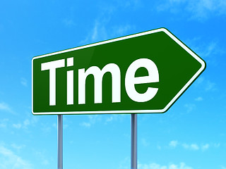 Image showing Timeline concept: Time on road sign background