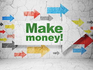 Image showing Finance concept: arrow with Make Money! on grunge wall background