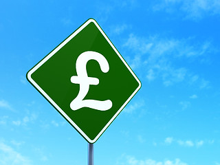 Image showing Currency concept: Pound on road sign background