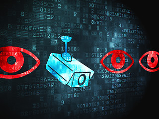 Image showing Protection concept: Camera And Eye on digital background