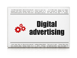 Image showing Advertising concept: newspaper with Digital Advertising and Gears