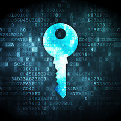 Image showing Protection concept: Key on digital background