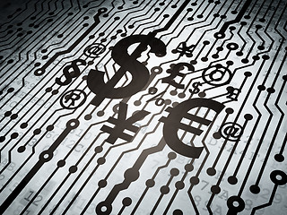 Image showing Business concept: circuit board with Finance Symbol