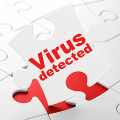 Image showing Privacy concept: Virus Detected on puzzle background