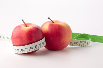 Image showing Fresh apples with centimeter