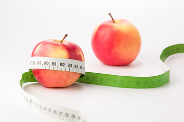 Image showing Fresh apples with centimeter