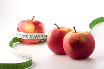 Image showing Fresh apples with centimeter