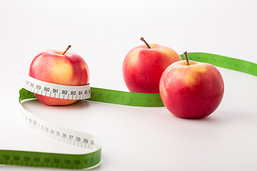 Image showing Fresh apples with centimeter