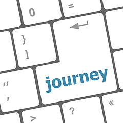 Image showing Computer keyboard keys with journey words