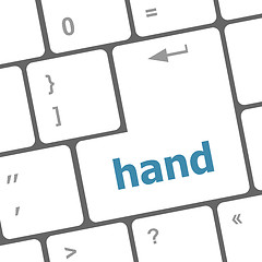 Image showing hand word on button of keyboard key