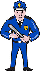 Image showing Policeman With Night Stick Baton Standing