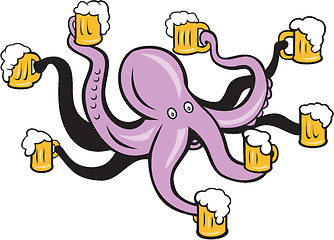 Image showing Octopus Holding Mug of Beer Tentacles 