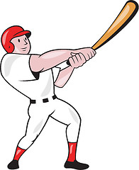 Image showing Baseball Player Swinging Bat Cartoon