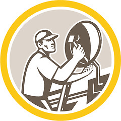 Image showing TV Satellite Dish Installer Retro Circle