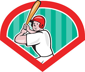 Image showing Baseball Player Batting Diamond Cartoon