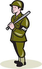 Image showing Military Police With Night Stick Baton Cartoon