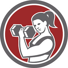 Image showing Female Lifting Dumbbell Fitness Circle