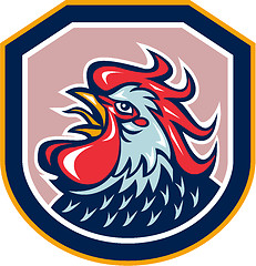 Image showing Rooster Cockerel Crowing Shield Retro