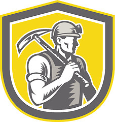 Image showing Coal Miner Pick Axe Shield Retro