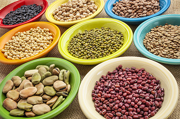 Image showing variety of beans in bowls