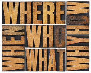 Image showing questions abstract in wood type